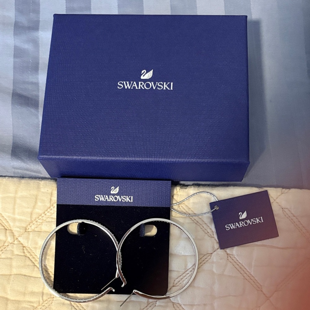 Swarovski Silver Crystal Hoop Earrings